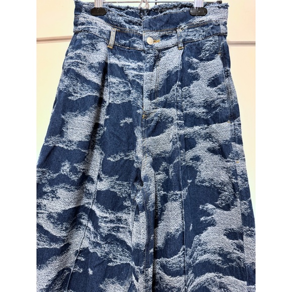 Unisex Jacquard Wide Fringe Denim Indigo - Picture 5 of 7
